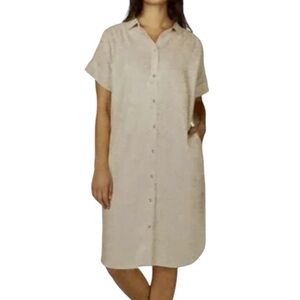 Well Worn beige/tan linen blend Button-Up shirt dress